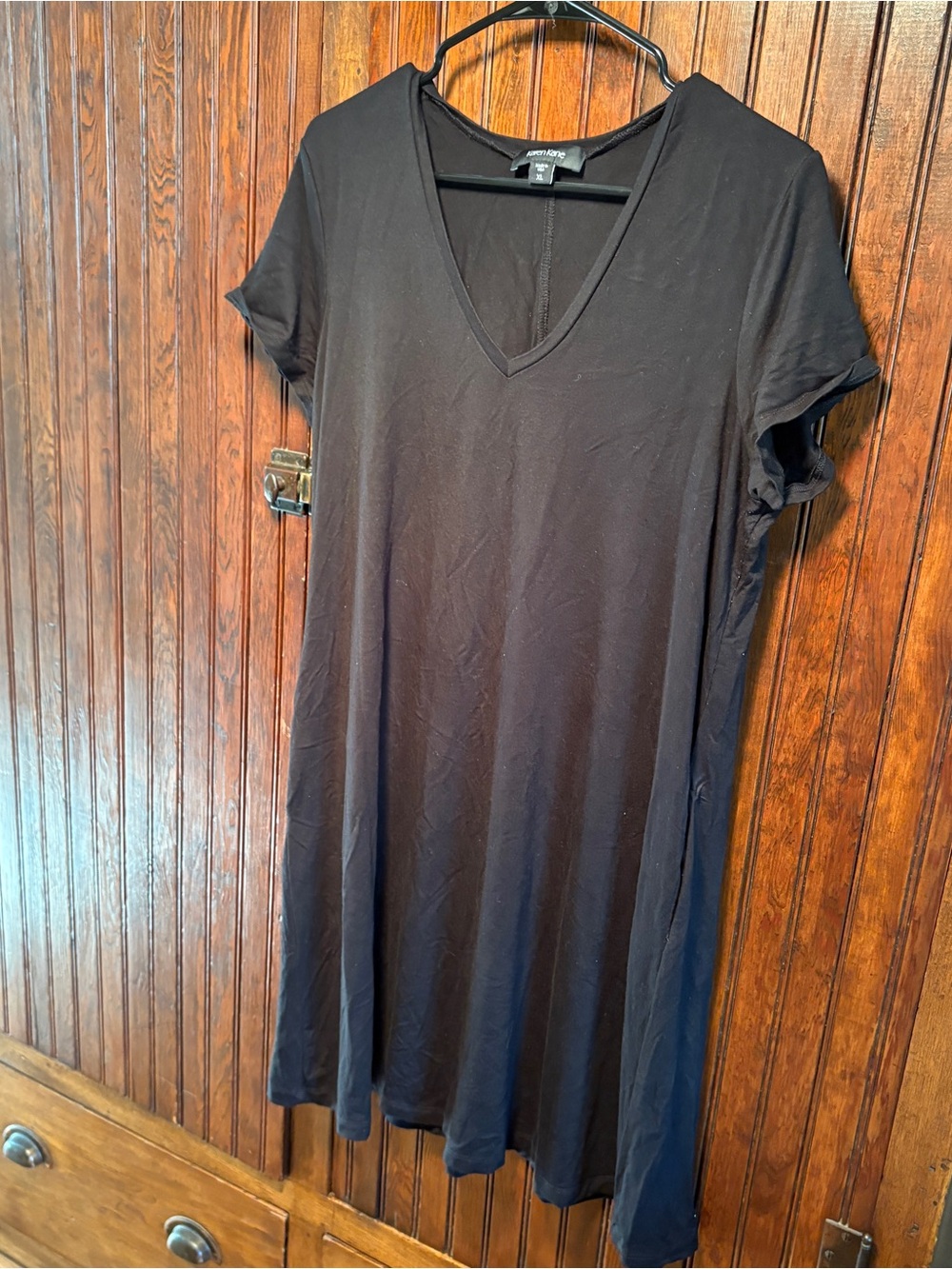 Karen Kane Black V-Neck Short Sleeve Midi Dress
